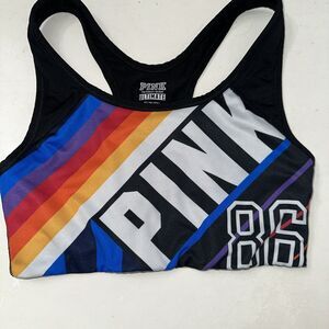 Victoria's Secret PINK Ultimate Rainbow 86 White Back Racerback Sport Bra SizeXS
